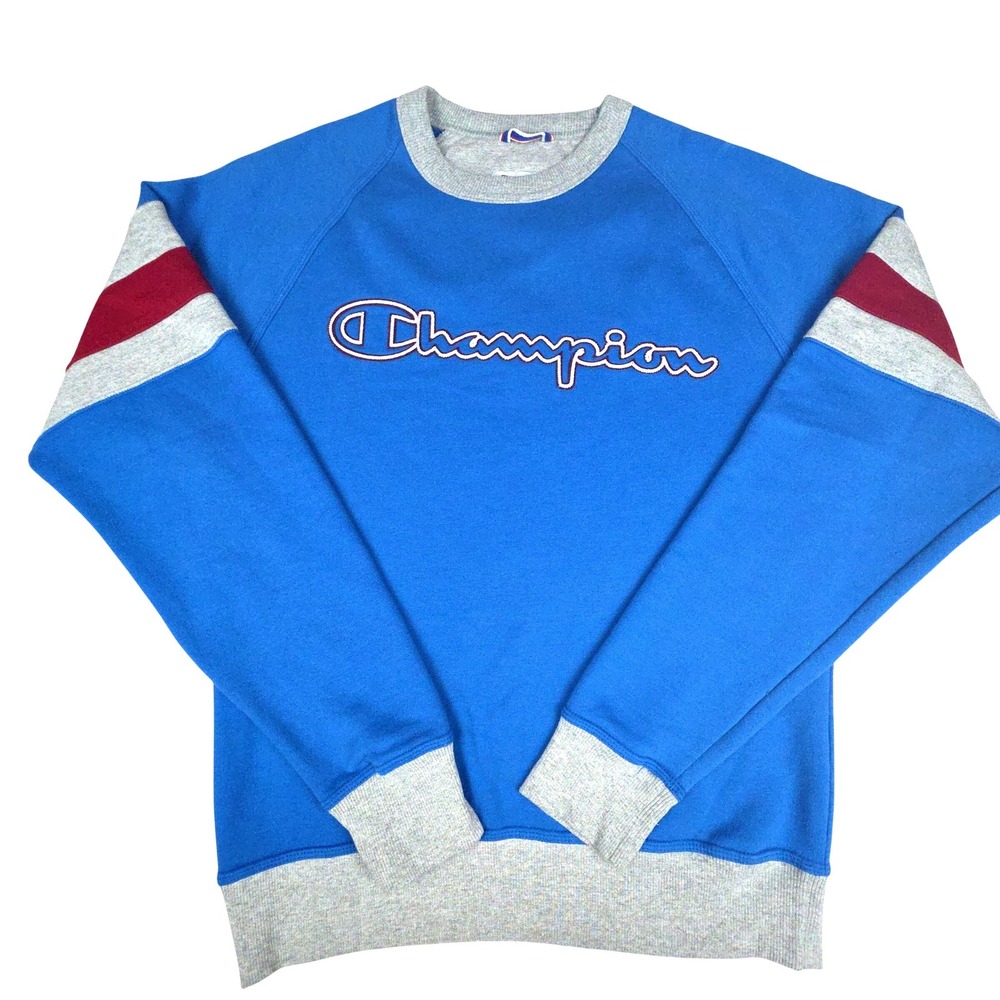 Champion Authentic Athleticwear Raglan Sleeve Sweatshirt Mens Small Blue Script